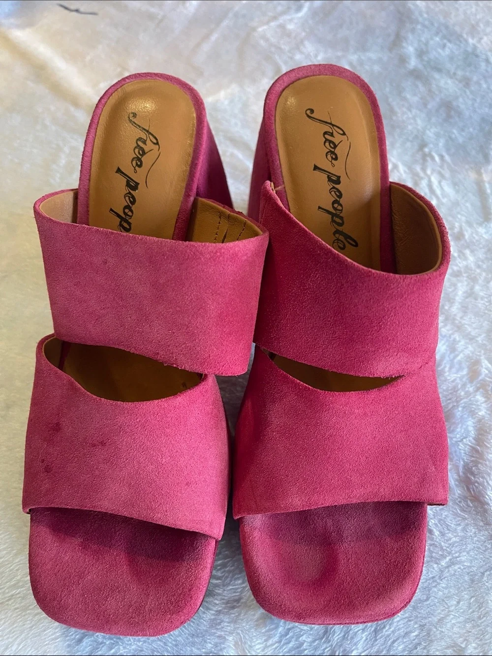 Free People Women's Pink Suede Slide Sandals Size 8.5